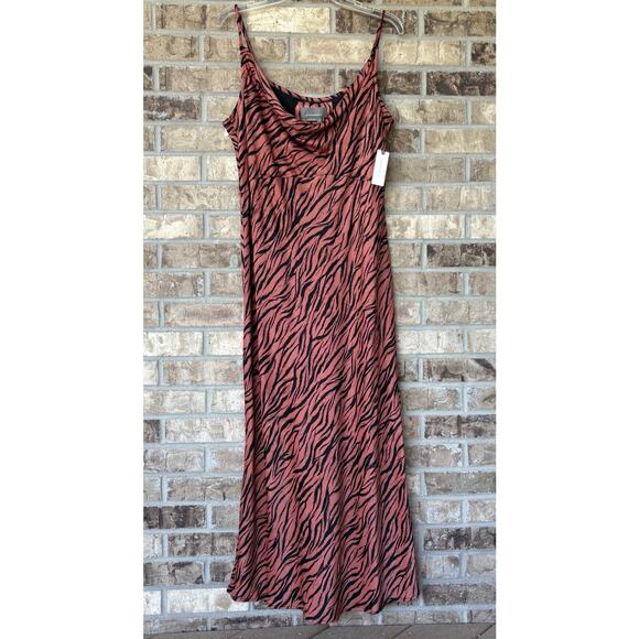 ANTHROPOLOGIE Elyse Midi Dress Tiger Stripe XL Animal Print Safari Vintage Edge - Picture 3 of 13